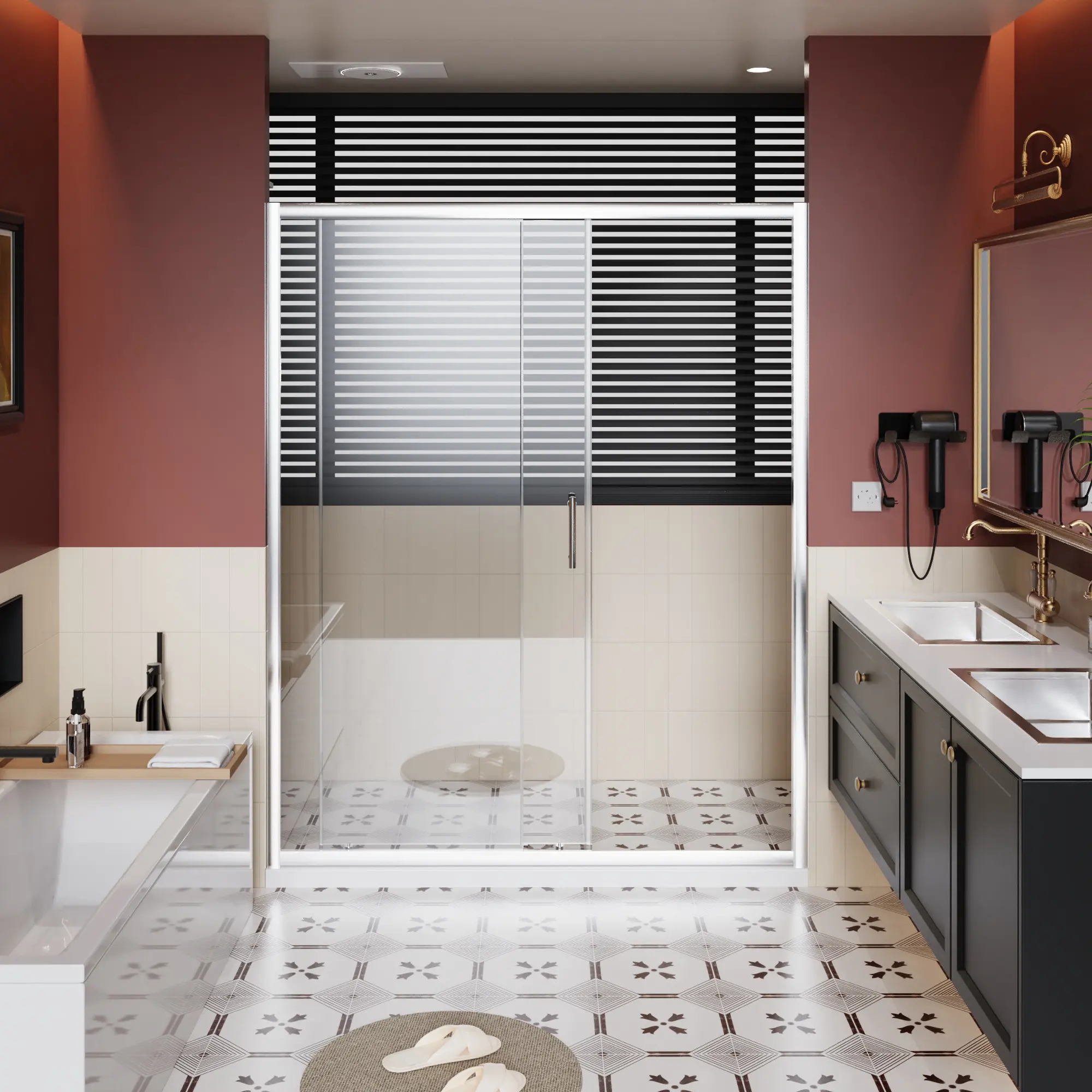 60"W x 72"H Single Sliding Shower Door with Stainless Steel Handle | 1/5" (5mm) Thick Clear Tempered Glass | Sliding Bathroom Door for Tub or Shower | Space-Saving, Modern Design, Easy Install
