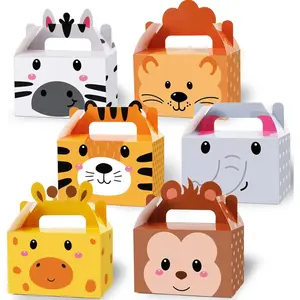 12 Pack Jungle Safari Animals Party Favor Boxes Zoo Animals Theme Happy Birthday Goodies Treat Boxes Jungle Safari Party Candy Gift Bags for Kids Baby Shower Party Decorations Supplies