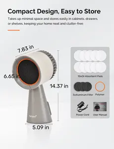 Portable Kitchen Range Hood – Quiet 3-Speed Countertop Exhaust Fan with Dual Carbon Filters, Large Oil Cup, Easy-Clean & Detachable Design, Perfect for Apartments, Dorms & RVs