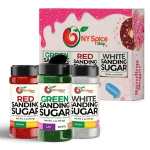 NY Spice Shop Red, Green & White Sanding Sugar Set – Holiday Sprinkle Trio for Cookies, Cupcakes, Cake Decorating & More (3 Pack, 4 oz Each)