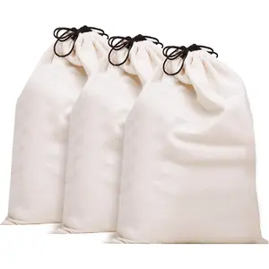Cotton Breathable Dust-proof Drawstring Storage Pouch Bag (Pack 3 L)