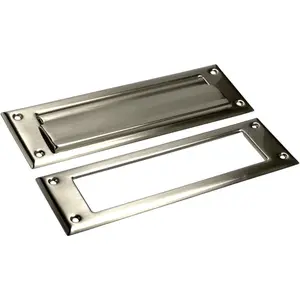 Solid Brass Mail Slot with Solid Brass Interior Frame, 10" x 3", Satin Nickel, 1 Pack, Made in Taiwan