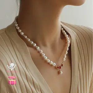 A Minimalist And Exquisite  Featuring Drop Freshwater Pearls, Perfect for Commuting with a Stylish Irregular Freshwater Pearls Choker. It Has a Unique High-End Feel, Making It an Ideal Gift for Mother'S Day necklace Jewelry