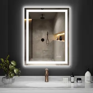 US Local Stock 28W 36H Inch Tempered Frameless Touch Adjustable Anti Fog Led Light Smart Bathroom Mirror With Led Light
