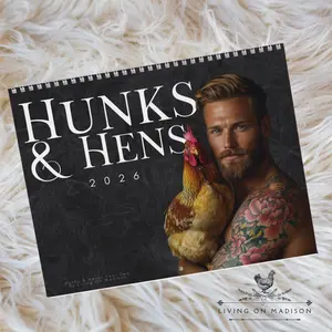 [Arrives After Christmas & New Year] Hunks and Hens 2026 Wall Calendar: Spicy Funny Chicken Gift HG