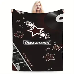 Basketball Flannel Blanket Chase Atlantic Ultra-Soft Flannel Blanket - Vibrant Basketball & Star Design, All-Season Cozy Throw for Living Room, Office, Sofa, Travel-Christmas gifts