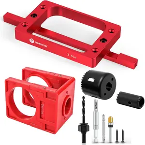 3-1/2" Fixed Size Door Hinge Jig for Door and Jamb, Aluminum Alloy Door Hinge Template Kit for, Mortise Jig Fits 3.5" Length 1/4" R, 5/8" R and Square Corner Hinges (3.5 in with Door Lock Kit)