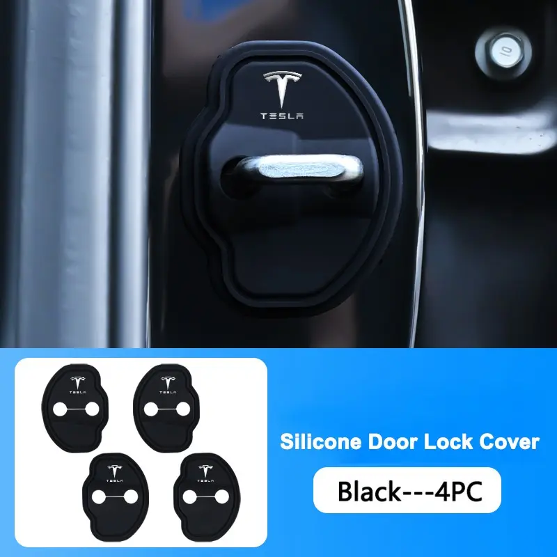 Car Door Lock Buckle Protector Cover Emblem Sticker Decals Frame Accessory For Tesla SpaceX Model 3 Highland 2023 Model S Model X Model Y Mo Car Accessories