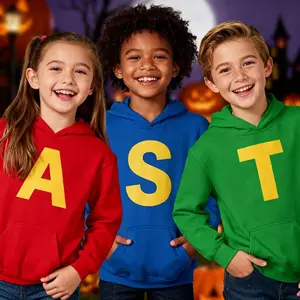 Alvin and the Chipmunks Hoodies, Kids & Adult Letter Hoodies A T S, Trio Halloween Costume, Funny Cartoon Group Outfit