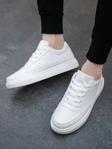Fashionable Comfortable Men's Skate Shoes, Colorblock Flat Shoes, PU Leather Upper, Suitable for Outdoor Activities and Formal Wear