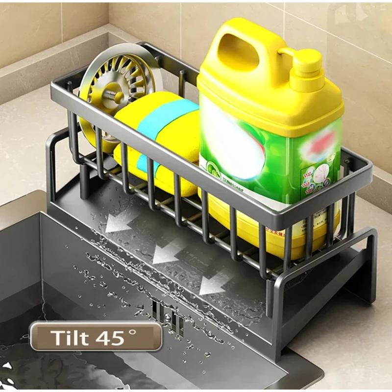Kitchen Sink Drain Rack Organizer Abs Plastic Self-Draining Sink Shelf Soap Sponge Holder Dishcloth Towel Rack Filter Basket Does not apply