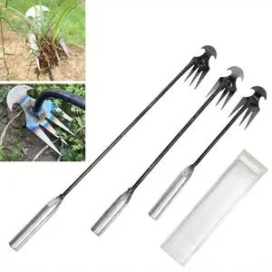 Manganese Steel Forged 4-Tine Weed Puller for Home Gardening - Durable, Non-Stick Soil, Ideal for Weeding And Digging