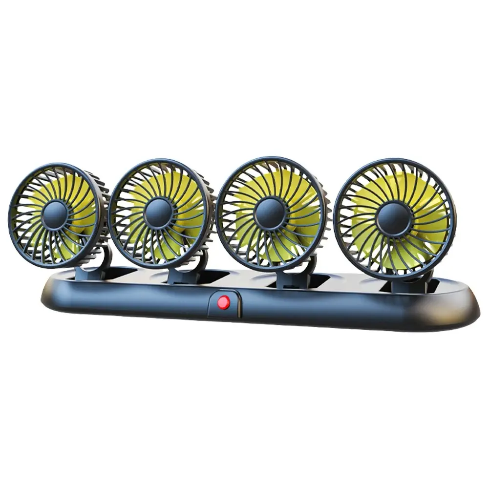 Portable 4-Head Car Cooling Fan - 3-Speed Adjustable, 360° Rotating, Cigarette Lighter Plug, Powerful Airflow for Vehicles, RVs, and SUVs