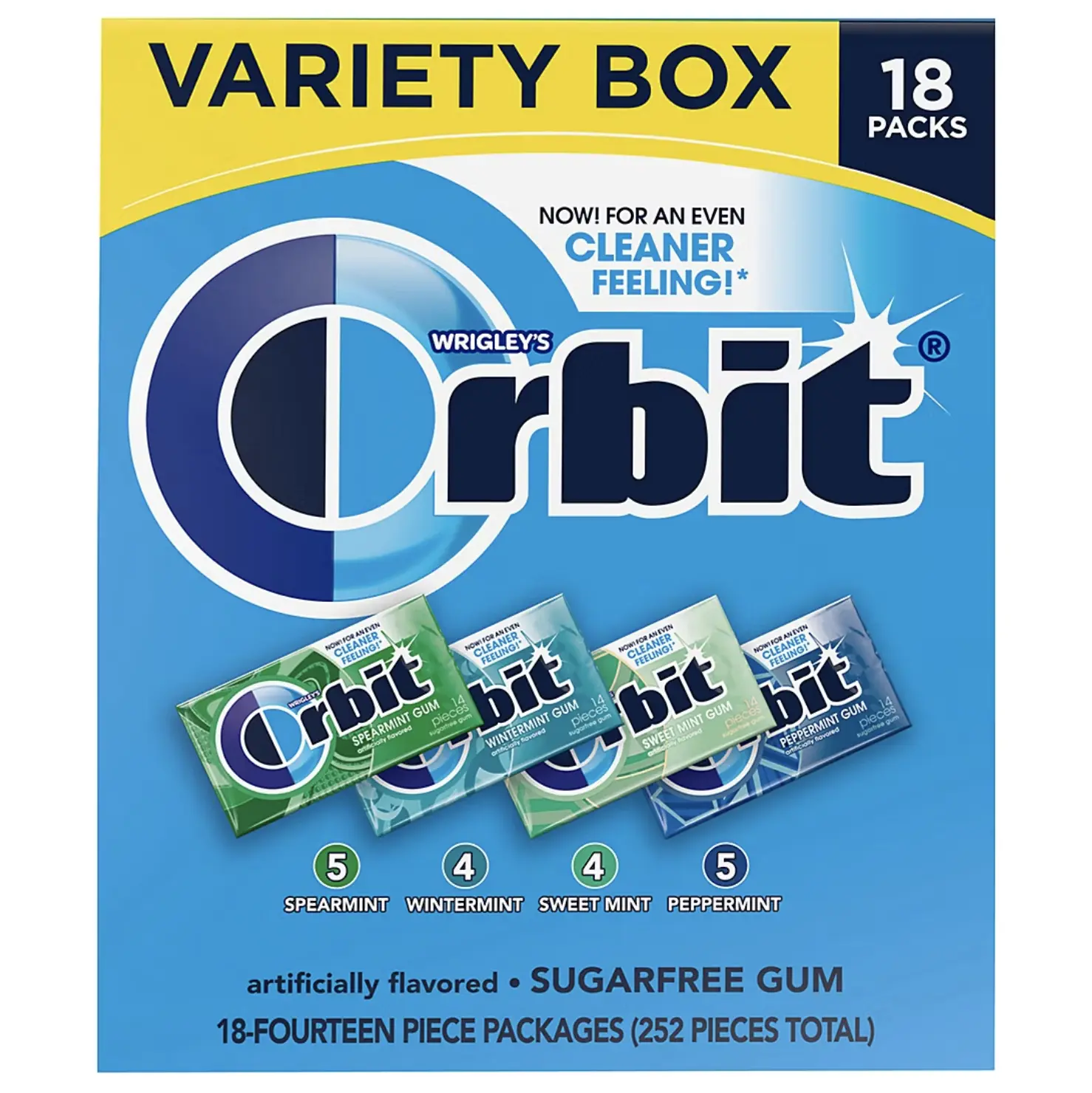 Orbit Gum Sugar-Free Mint Chewing Gum Variety Pack, 18 pack