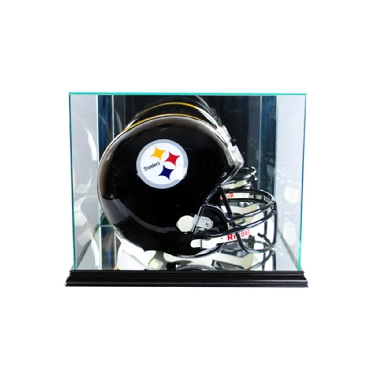 212 MAIN Rectangle Football Helmet Display Case - Black Wood-Molded, UV-Protected, Signature-Safe for Autographed Helmet Collectibles