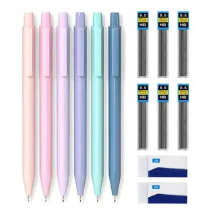 Mechanical Pencil Set, 6Counts Lightweight 0.5mm Tips Retractable Pencil with Comfort Grip for Art & Writing