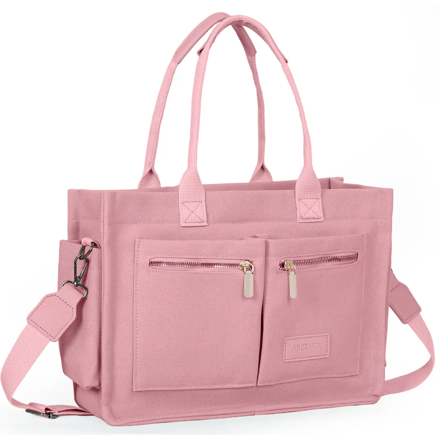 Women's Large Canvas Tote Bag with Zipper & Pockets Laptop Work Crossbody Shoulder Bag for Travel Nurse Gym Casual Large Capacity Design Tote Official