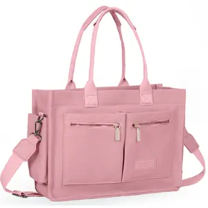 Women's Large Canvas Tote Bag with Zipper & Pockets Laptop Work Crossbody Shoulder Bag for Travel Nurse Gym Casual Large Capacity Design Tote Official