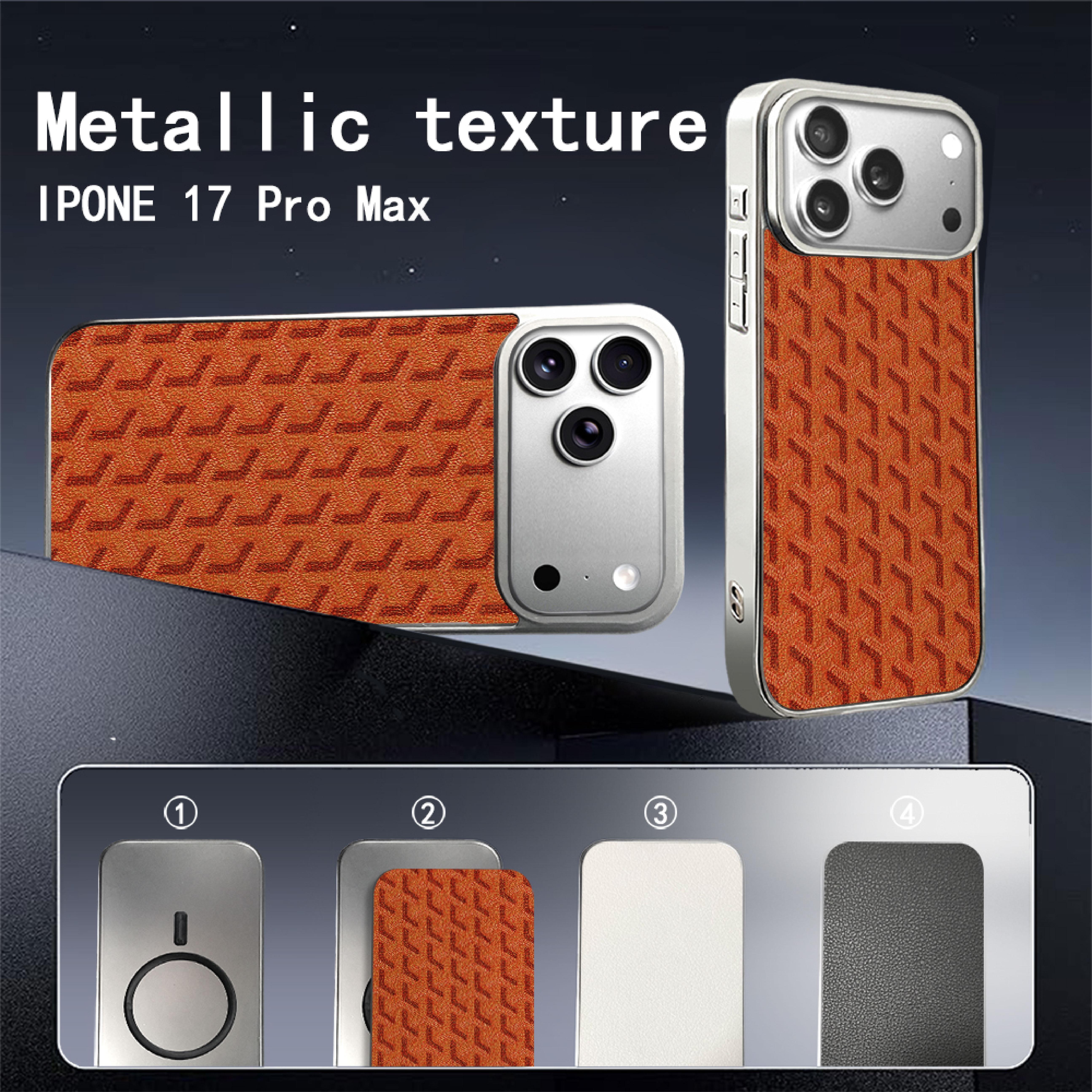 Luxury Plated Designer Case for iPhone 17 16 15 14 Pro Max - Elegant Chevron Pattern, Electroplated Shockproof Protective Cover, High-End Aesthetic Phone Shell for Men Women