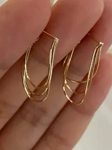 Minimalist Gold Multi Layer Hoop Earrings for Women, Elegant Triple Line Dangle Hoops, Dainty Lightweight Hoops, Lightweight Statement Earrings, Everyday Luxury Jewelry, Trendy Party Date Gift