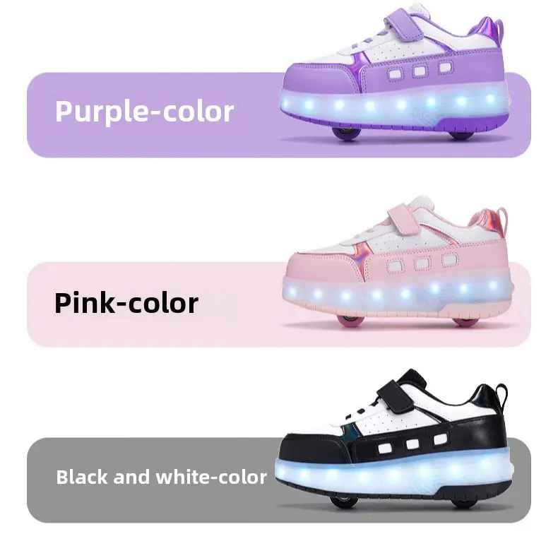 USB Rechargeable LED Light-up Skate Sneakers | Ultra-Light Roller Shoes with Removable Wheels for Kids & Adults, Hidden Wheels & One-Button Control​