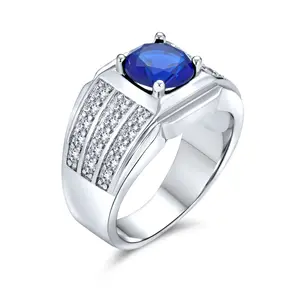 3 Row Pave Wide Side Band 3CTW CZ Solitaire Statement Ring Silver Plated Cubic Zirconia Ring Fashion Rings