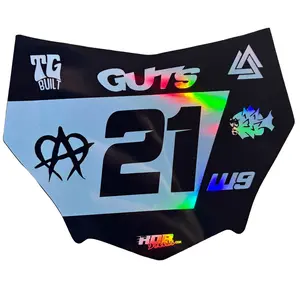 MotoCutz Plate Decal — 7 Logo — Holographic Chrome