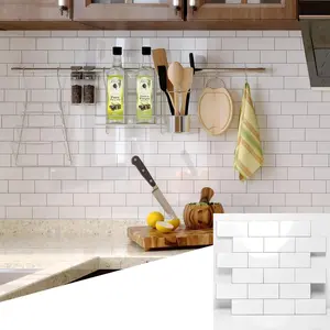 2026 New Upgrade Peel and Stick Backsplash Tile 11.34" X 11.57" Wall Tile for Kitchen Bathroom Fireplace Laundry Polished Marble White 10 Packs