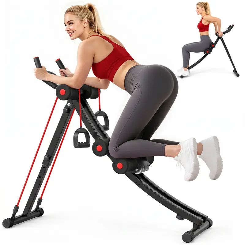 Dual Curl Tracks Ab Workout Machine for Home Workout, Foldable Core Training Equipment for Home Gym, Full Body Workout  Machine