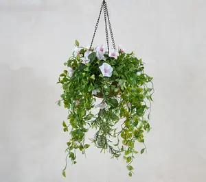 Garden Reflections 14" Faux Morning Glory Hanging Basket