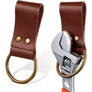 2 Pcs Holder for Belt, Fits Belts up to 2" Wide, Spud Wrench Holder Loop Spud Axe Holster Ironworker Tool Accessories for Woodworking Handicraft Electricians (Brown)