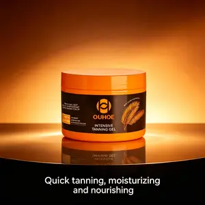 OUHOE Moisturizing Deep Tanning Gel with Vitamin E, Calendula, and Carrot Oil. Natural Bronze Color, Even Tanning and Radiance, Suitable for All Skin Types