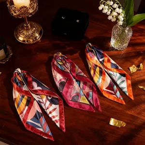 3 Pack Women Printed Square Scarves Satin Hair Scarves Versatile Silk Scarf Square Satin Head Scarf Lightweight Neck Scarves Fashion Accessories