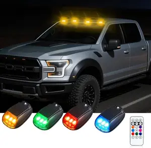 Solar Car Roof RGB Strobe Light With Remote Control Cab Signal Lamp Wireless Vibration & Constant-on Modes No Punch LED Truck Pickup Warning Lights for Camping Enhanced Night Visibility & Interior Lighting after-sales service