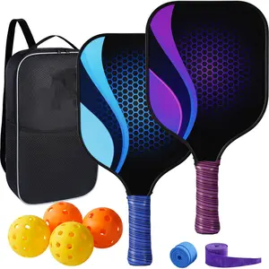Pickleball-Paddles-Set of 4 or 2 Rackets with Balls and Bag | Fiberglass/Graphite Pickleball Racquet Set for Men, Women, Kids, Adults