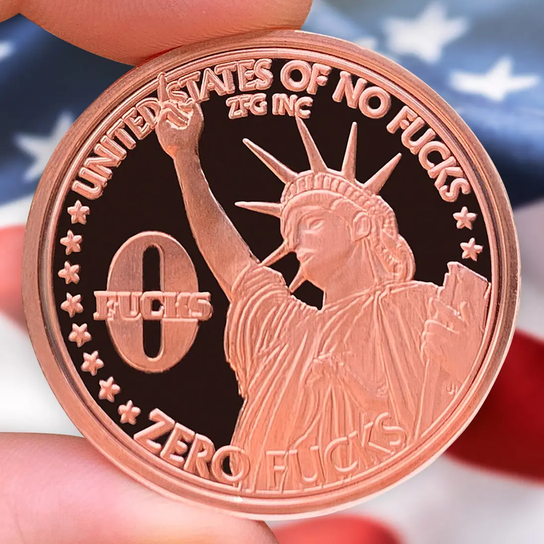 ZFG Inc. "Liberty" 1 Fuck/0 Fucks Decision Challenge Coin, Solid Copper, Heavyweight with Extreme Detail, Novelty Gag Toy for Quick Decisions