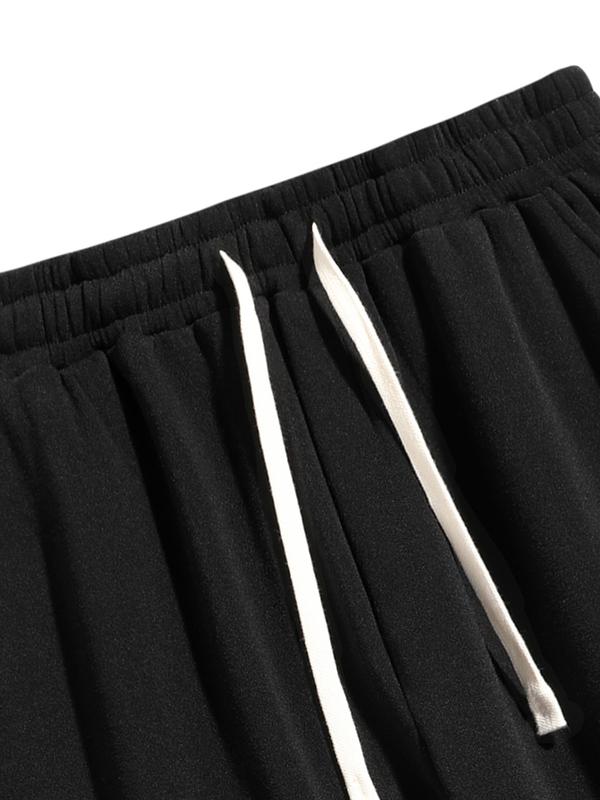 Autumn And Winter Two Piece Set Men'S Solid Color Casual Sports Suit, Half Zip Up Hooded Sweatshirt With Drawstring Waist And Pockets, Straight Leg - Fleece Lined, Warm Autumn Winter Outfit