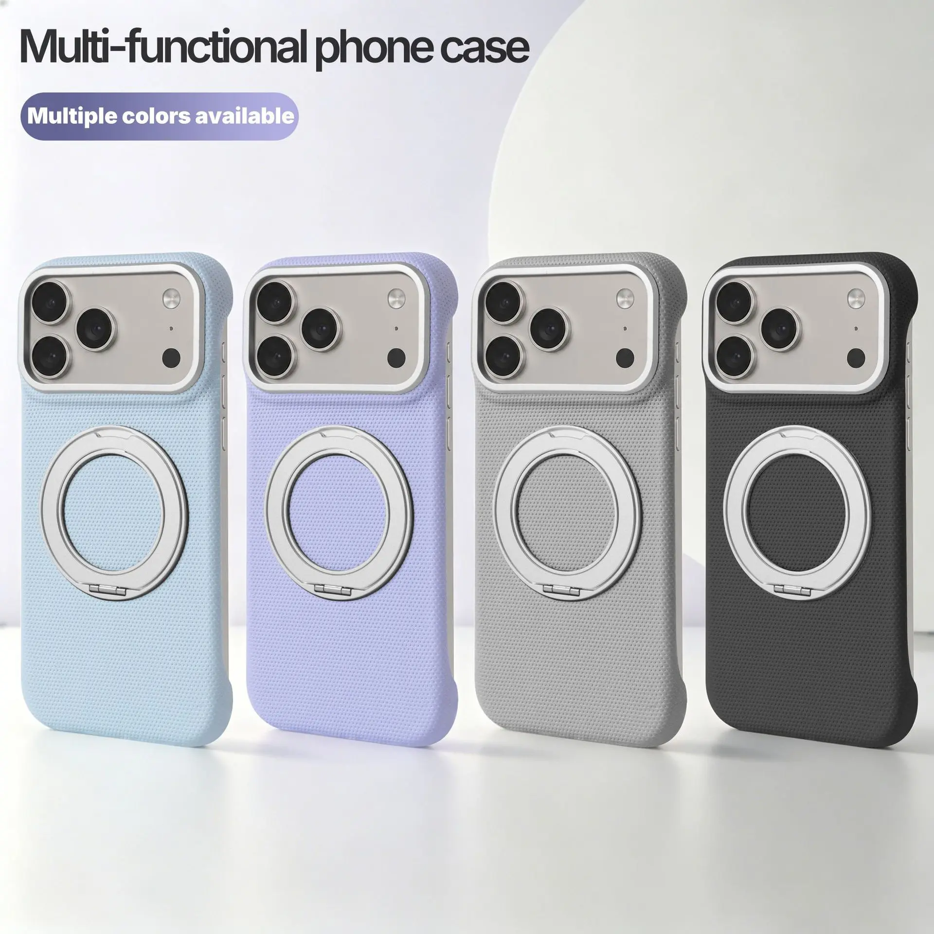 MagSafe-Compatible 360° Rotatable Ring Kickstand Phone Case for iPhone - Frameless Anti-Slip Matte Cover, Multi-Angle View Stand, Supports Wireless Charging