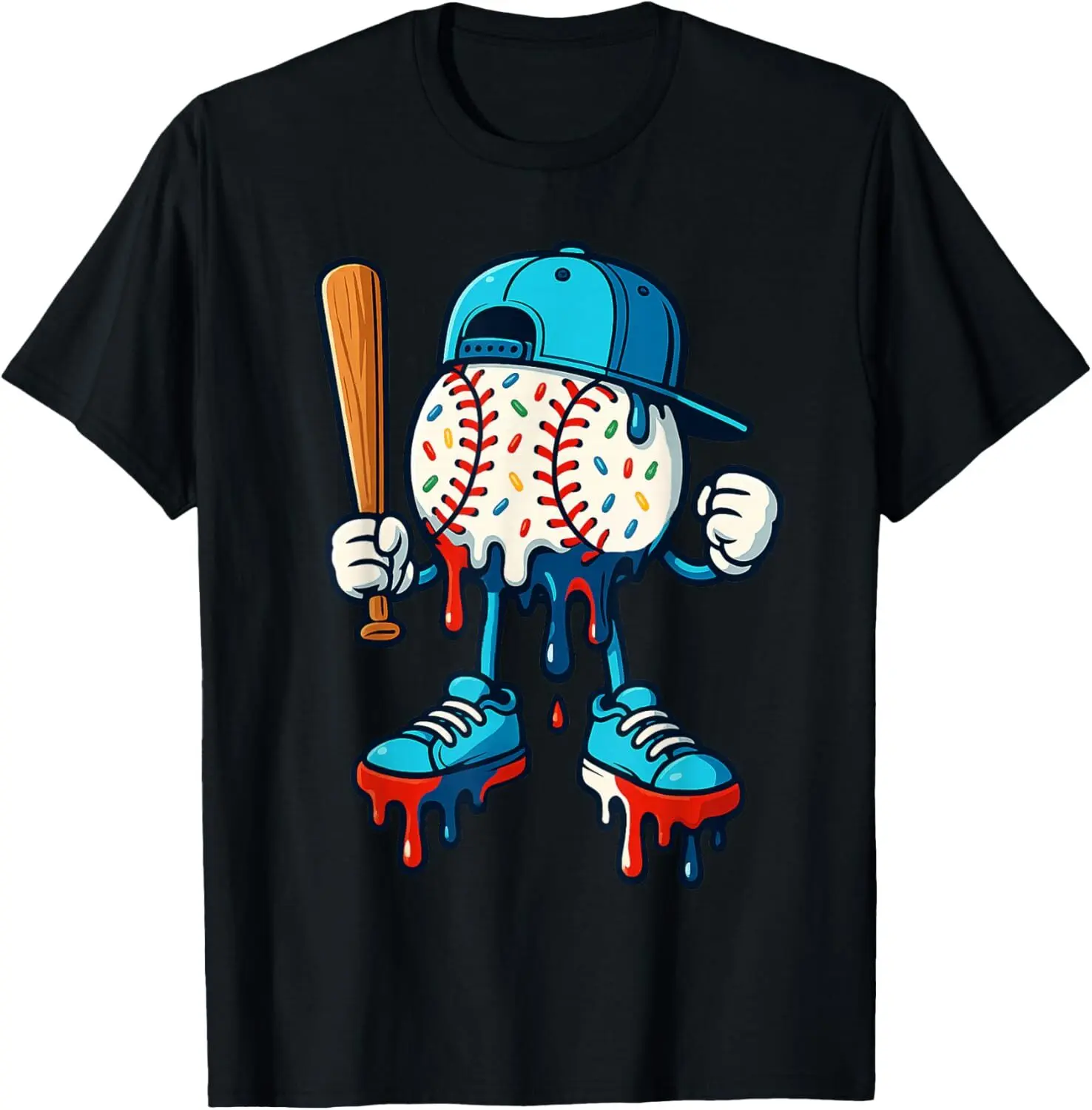 Baseball Lifestyle 101 Apparel Youth Baseball Drip Icecream T-Shirt Cotton Fabric