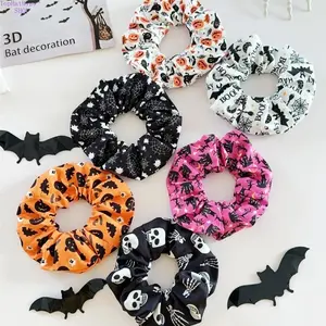 Women's 6Pcs Halloween Dark Gothic Punk Headbands - Soft Elastic Hair Bands with Pumpkin, Spider Web, Castle, Skeleton, Bat, Ghost Prints for Cosplay, Parties