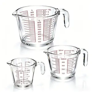 (3-Pack) Glass Measuring Cups Set, (1, 2 & 4 Cup) Measuring Cups For Prepping, Baking and Cooking, Preheated Oven, Dishwasher, Freezer, and Microwave Safe with design canister
