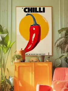 Chilli Pepper Poster 70s Retro Kitchen Wall Art Unframed Poster Print Special Design Poster Glossy Paper Poster Wall Decor Idea