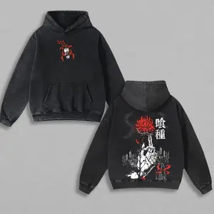 Ken Kanaki Hoodie - Tokyo Ghoul graphic Hoodie Anime Manga Acid Washed Lightweight Oversized Heavyweight Cotton Hoodie, Anime Merch Fan, Outfits Men MM3 ABQ
