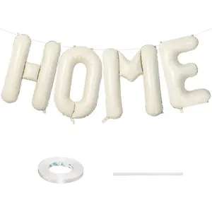 40 Inch Home Balloon for Housewarming Party Decorations, Large Cream New Home Welcome Balloon, Ivory Sand Balloons Sign
