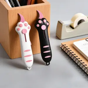 Creative Cat Paw Box Cutter Retractable Cat Claw Knife Cute Cat Box Paper Cutter for Easy Paper and Box Cutting Gift Open Paper Packages, Paper Tapes Office Gadgets Home Office White Portable Pink Pink Pink