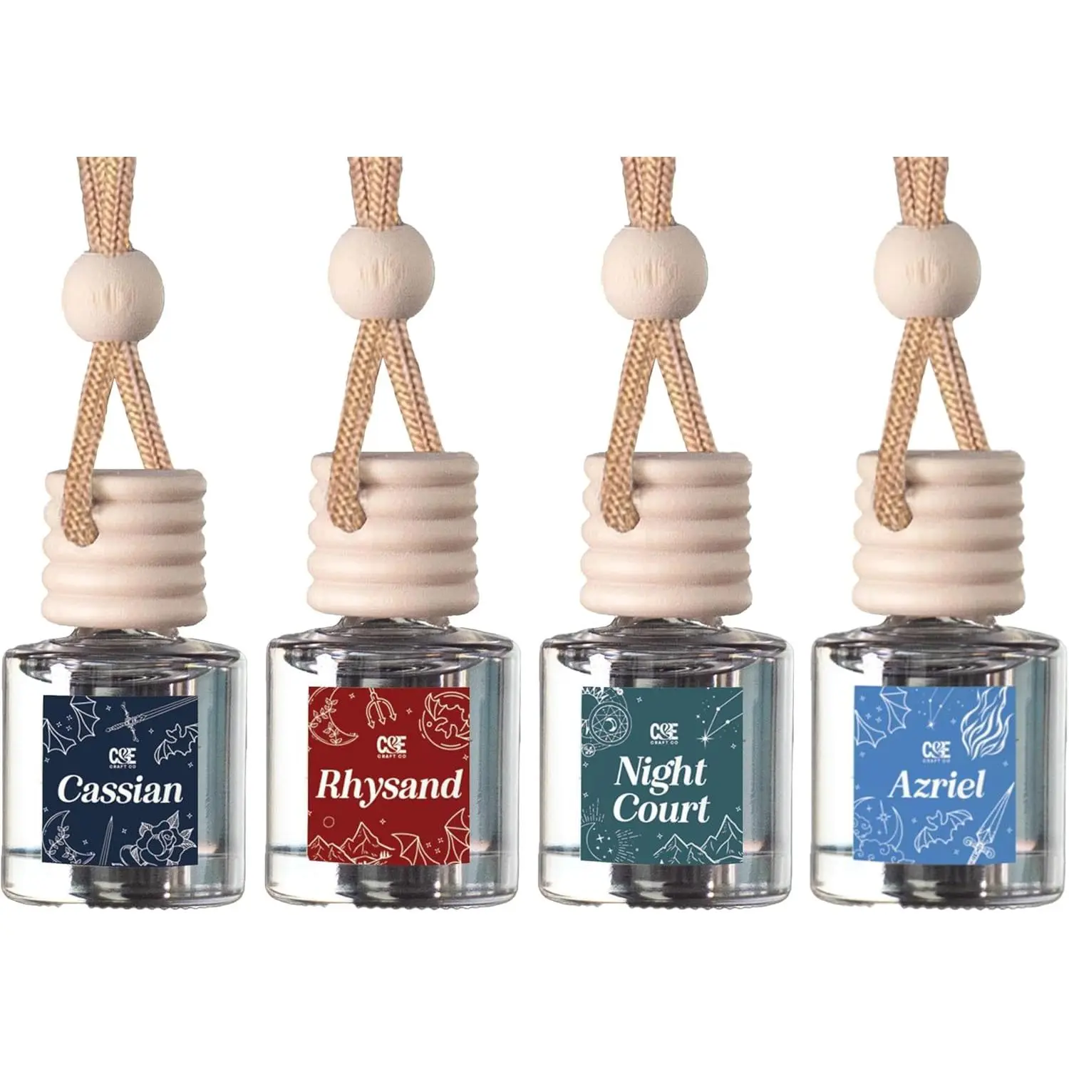 CANDECraftCo  Pack Bookish Scents Car Air Freshener for Essential Oils, Aromatherapy Automobile Diffuser, Gift for Her, Library, Book Lover Gift, Reading Bibliophile (ACOTAR)