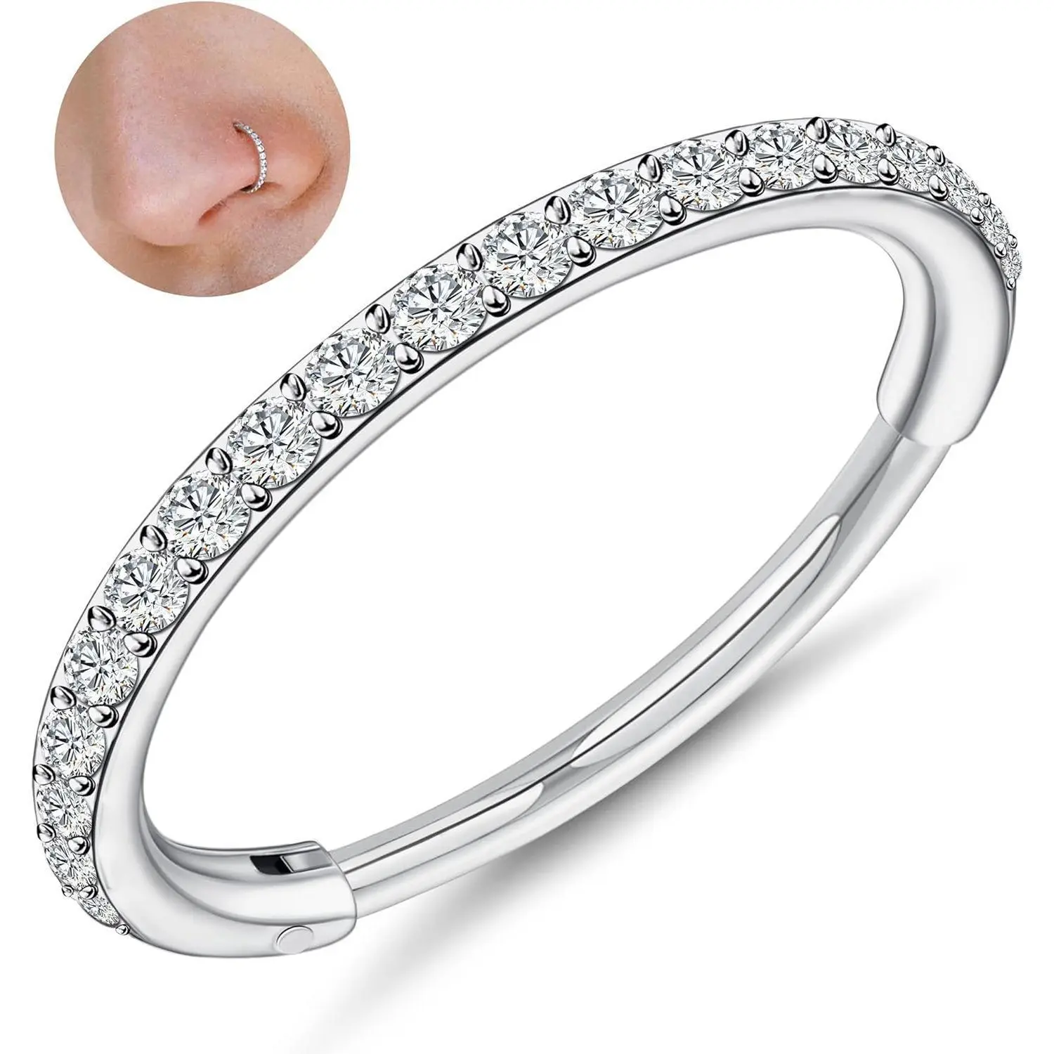 Silver - Clear CZ - 20G 8mm