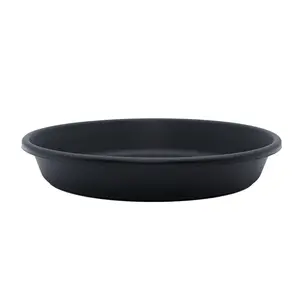 The HC Companies Classic 17.5" Round Plastic Plant Pot Saucer Drip Tray, Black