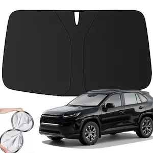 [fathersdaygift]  Car Windshield Sun Shade, 300T Thickened Car Window Shades Heat Reflective Interior Cool, Universal Fit for Most Cars SUVs Trucks, Foldable & Portable Reflective Glass Windshield with Overlapping Design Design -Black 55" × 32"