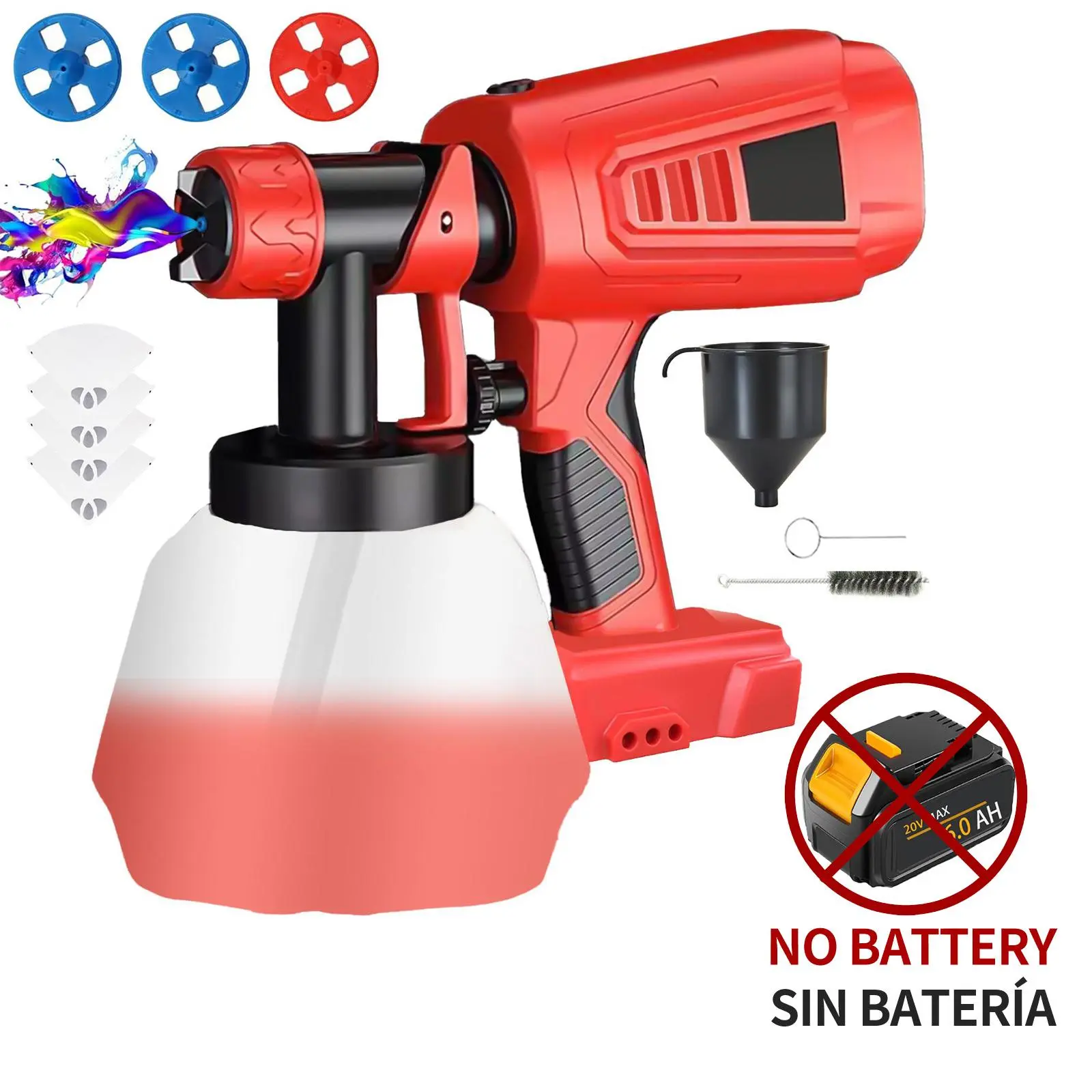 (Free Shipping) Cordless Paint Sprayer, 1000ML Electric Spray Gun for Home Painting & DIY Projects, 4 Nozzles, Adjustable Flow, 18V Slide Battery-Compatible, Heavy-Duty Portable Power Tool